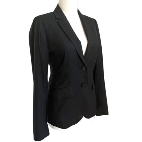 J Crew Black Blazer Super 120s Wool two button Jacket Lined pockets Size 0 - Picture 3 of 13
